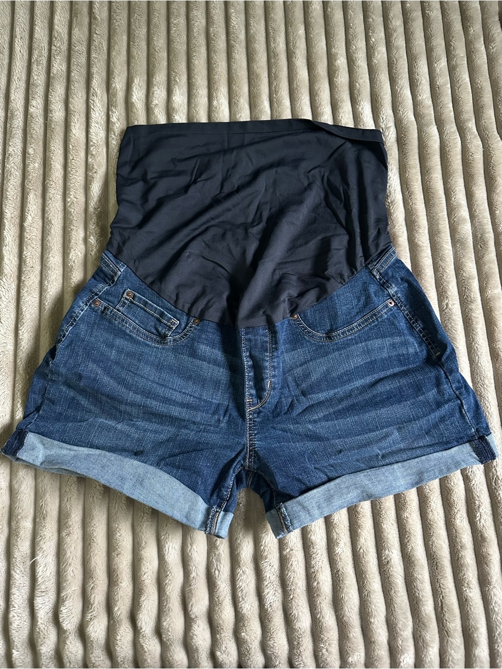 Levi Maternity Denim Shorts with Black Stretch Waistband